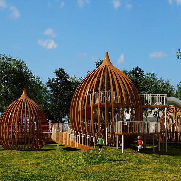 河北固安中央公園核桃樹(shù)屋_核桃樹(shù)屋組合滑梯_游樂(lè)設(shè)備案例